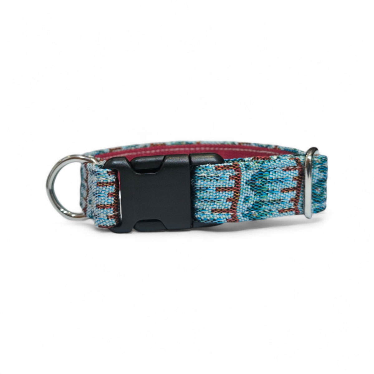 Kora patterned fabric and nylon dog collar handmade in Spain